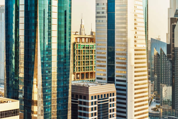 Modern skyscrapers in Dubai's financial district highlight the city's booming real estate market potential.